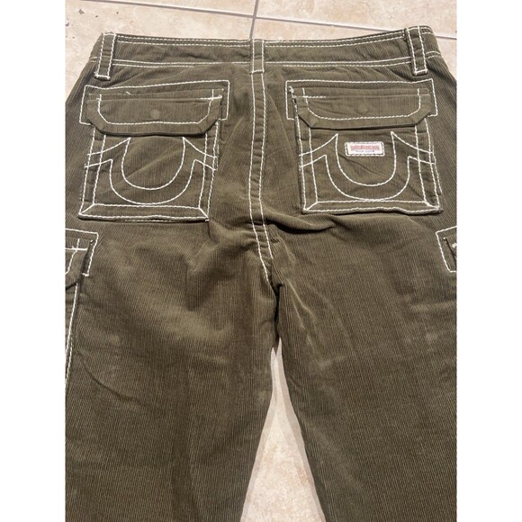 True Religion Pants Mens 34x32 (Fits 36W) Brown Big T Corduroy Cargo Pockets - Picture 3 of 8